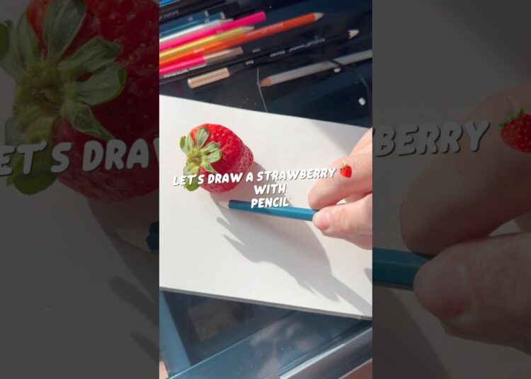 DRAW A STRAWBERRY with PENCIL ✏️ #art #pencildrawing #shortart #artist