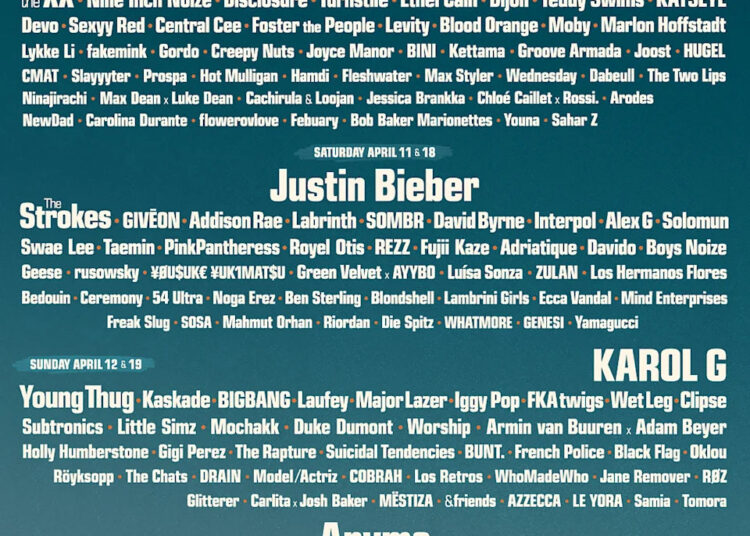 Sabrina Carpenter Justin Bieber and Karol G Will Headline Coachella 2026