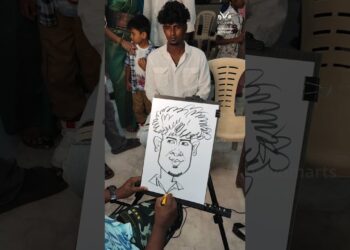 Live caricature event | artist surendar | book your events now #caricature #shorts