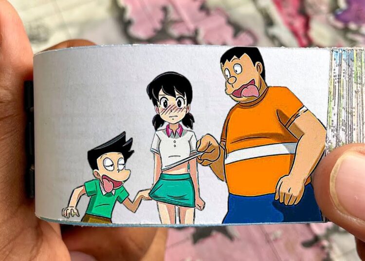 Doraemon Cartoon Flipbook #158 | Gian Suneo Pulls Shizuka Clothes Flip Book | Flip Book Artist 2023
