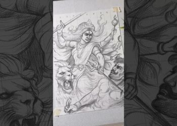 Maa Durga Drawing, #shorts #art #durga #drawing