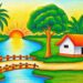 How to draw easy scenery drawing beautiful village landscape scenery step by step