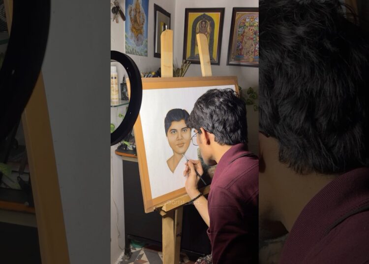 Old photo ko is canvas per paint krna he 😌 | From Banswara 📍 #art #sketch #shorts