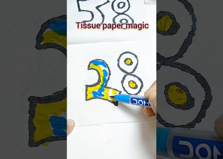 Tissue paper magic drawing. colour mixing #art #shorts #satisfying