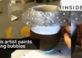 This artist paints her pottery with bubbles