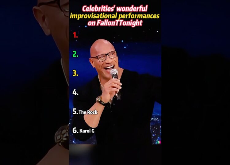 Celebrities’ wonderful improvisational performances on Fallon Tonight.#celebrity#Karol G#The Rock