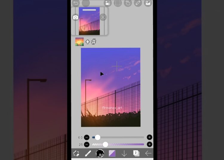 Drawing Aesthetic Sunset Fence #ibispaintx #painting #art #digitalart #tutorial