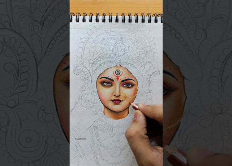 Durga Maa 💝💕 #art #shorts #drawing #trending #durgapuja #artist #viralvideo #durga