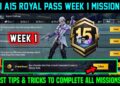 A15 RP WEEK 1 MISSION / BGMI WEEK 1 MISSIONS EXPLAINED / A15 ROYAL PASS WEEK 1 MISSION C9S25 WEEK 1