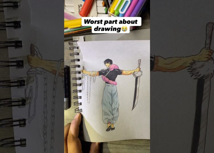 The WORST Moment for Anime Artists! 😱✂️ #animeart #tojifushiguro #drawingfail #anime