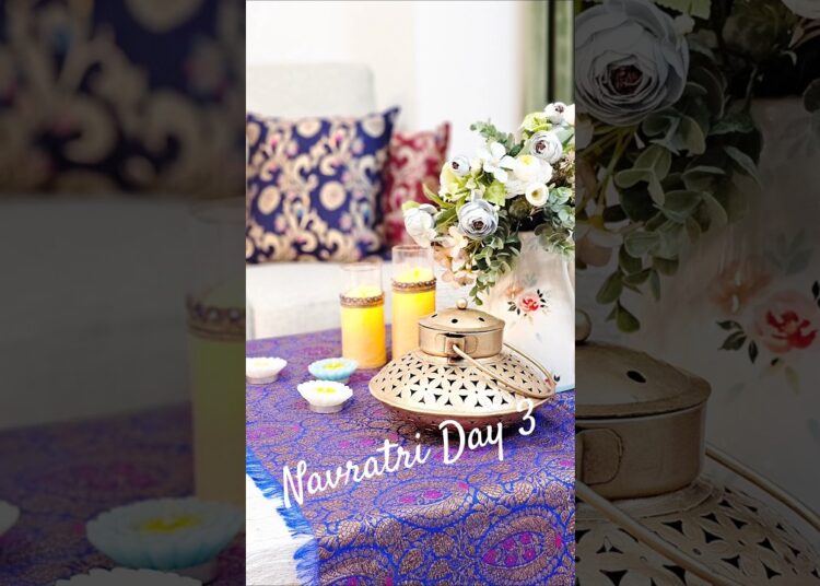 Navratri Blue | A Touch of Royalty & Devotion 💙🙏 #shortsfeed #navratri  #navratrispecial #diydecor