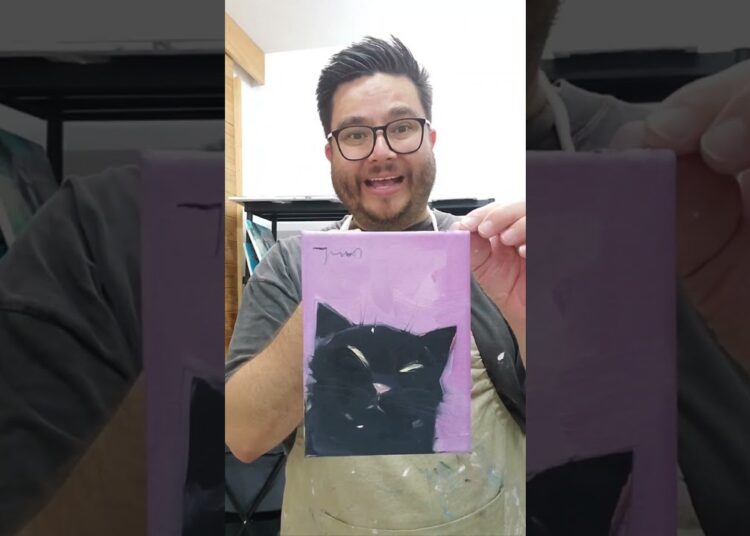 Black Cat Oil Painting by Artist Jose Trujillo