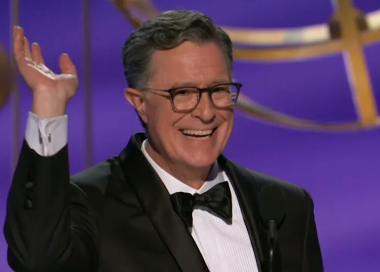 Stephen Colbert presenting first award at 2025 Emmy Awards.