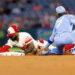 Luis Rengifo #2 of the Los Angeles Angels slides safe into second base against Bobby Witt Jr. #7 of the Kansas City Royals during the game at Angel Stadium of Anaheim on September 24, 2025 in Anaheim, California.