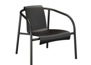 black modern outdoor chair on a white background
