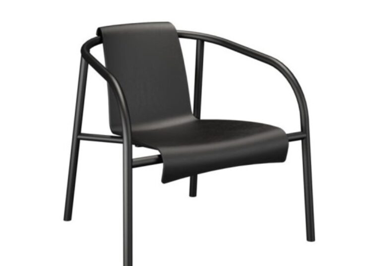 black modern outdoor chair on a white background