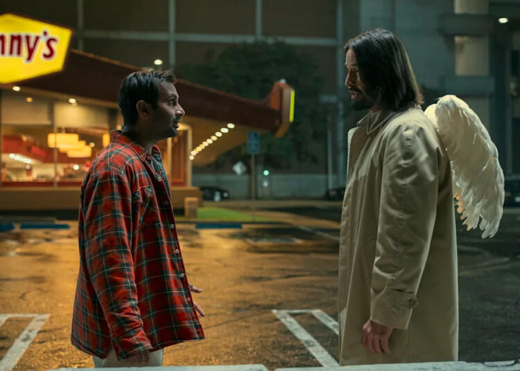 Aziz Ansari as Arj and Keanu Reeves as Gabriel in