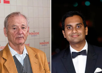 A split of Bill Murray and Aziz Ansari