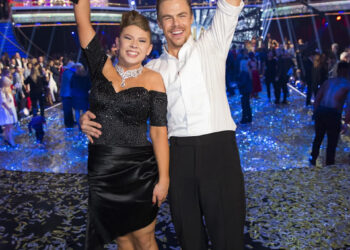 DANCING WITH THE STARS, (from left): Bindi Irwin, Derek Hough, 'The Winner is Announced', (Season 21, ep. 2114, aired Nov. 24, 2015). photo: Adam Taylor / ©ABC / Courtesy Everett Collection