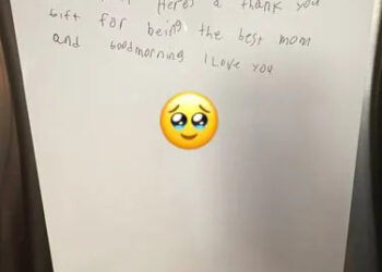 Lisa Goebel/TikTok A note from Lisa Goebel's 10-year-old son.