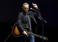 Bruce Springsteen performs after the "Springsteen: Deliver Me From Nowhere" screening at New York Film Festival on Sept. 28.