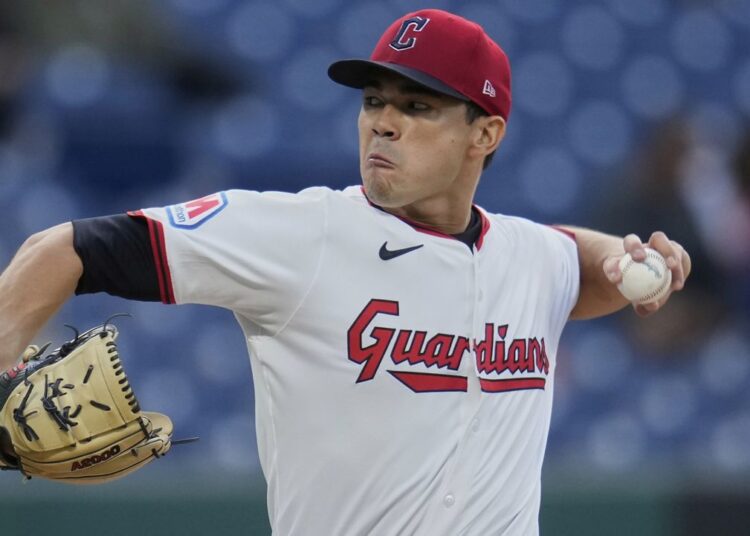 Cleveland starter Joey Cantillo pitched in the first inning against the Kansas City Royals in Cleveland on Tuesday.