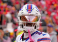 Stefon Diggs plays for the Buffalo Bills at Arrowhead Stadium in Kansas City, Mo., in 2023. File Photo by Jon Robichaud/UPI