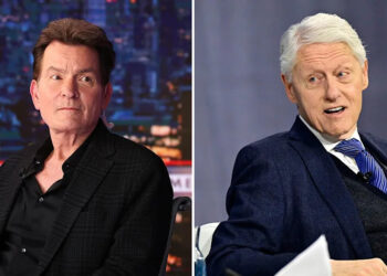 A split of Charlie Sheen and Bill Clinton.