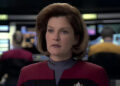Captain Janeway on the Voyager bridge