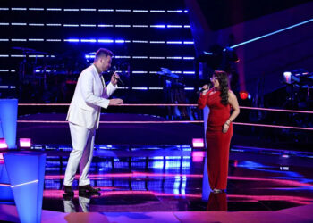 Hayden Grove and Lucia Flores-Wiseman sing "Funny Valentine" on "The Voice," a televised singing competition. Grove, of Westlake, will be performing Sept. 18 at the Massillon Museum.