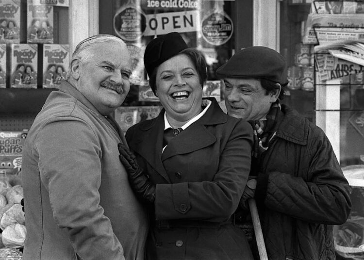 Ronnie Barker, Lynda Baron and Jason in Open All Hours (PA Archive)