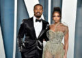 Michael B. Jordan and Lori Harvey attend the 2022 Vanity Fair Oscar Party