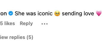 Paris Hilton's Instagram comment: