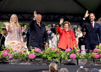 PPE/SIPA/Shutterstock  Crown Princess Mette-Marit, King Harald, Queen Sonja and Crown Prince Haakon at an event commemorating the 100th anniversary of Gamlehaugen as the King's official residence on Aug. 26, 2025.
