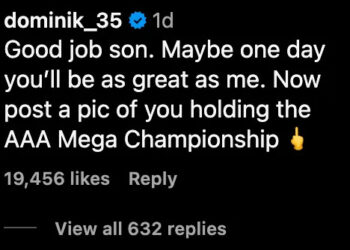 Deadbeat dad Rey Mysterio’s very deadbeat dad response to Dom’s AAA title win