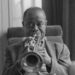 American jazz trumpeter and singer Louis Armstrong (1901-1971) plays the trumpet in London on Oct. 27, 1970.