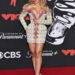 Doja Cat hit the VMAs 2025 red carpet in a printed Balmain dress. Evan Agostini/Invision/AP