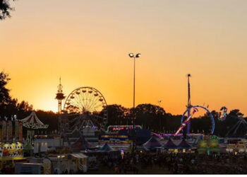 An evening view of State Fair of Virginia.