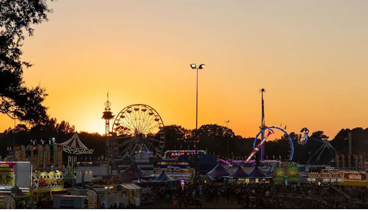 An evening view of State Fair of Virginia.