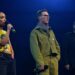 Ruth Negga, Benedict Cumberbatch and Amer Hlehel speak onstage during the Together For Palestine concert.