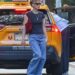 Jennifer Lawrence gets out of her car in drawstring jeans and a T-shirt