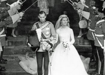 The Duke and Duchess of Kent after their marriage service at York Minster