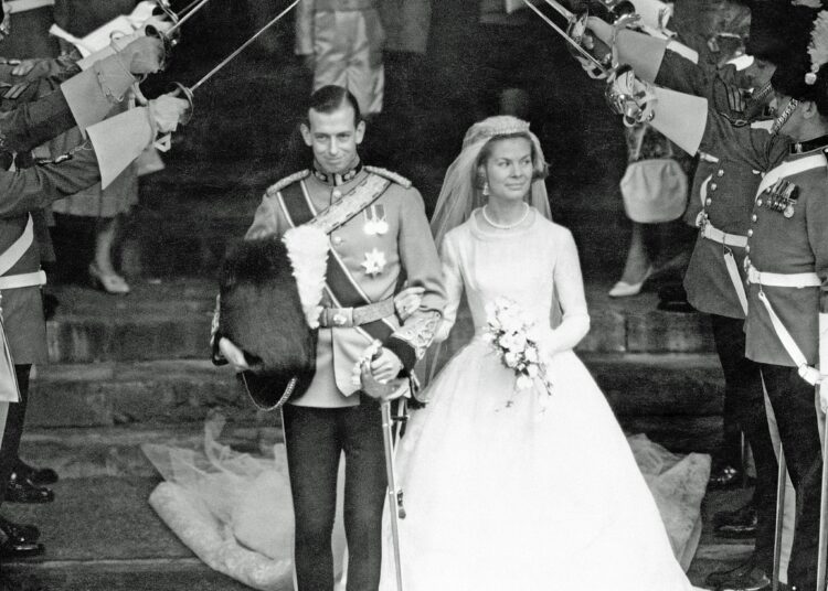 The Duke and Duchess of Kent after their marriage service at York Minster