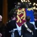 The coffin of the Duchess of Kent, draped in the Royal Standard, is carried into Westminster Cathedral as her husband the Duke of Kent and daughter Lady Helen Taylor bow their heads