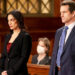 Odelya Halevi as Samantha Maroun and Hugh Dancy as Nolan Price in "Law & Order"NBCUniversal