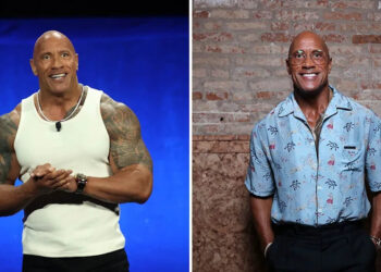 Dwayne Johnson in 2022 and Johnson at the Venice FIlm Festival in 2025.