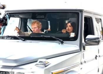Ed Sheeran cut a casual figure on Tuesday as he joined Camila Cabello to film a new music video in New York City