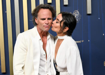 Walton Goggins, Nadia Conners at the 77th Primetime Emmy Awards held at the Peacock Theater on September 14, 2025 in Los Angeles, California.