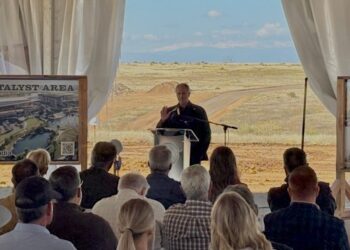 Water Valley CEO Martin Lind speaks at the groundbreaking ceremony for the Catalyst Project. (Tyler Duncan/ Staff Reporter)