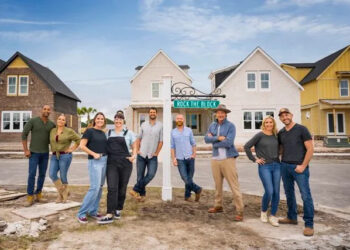 HGTV Ty Pennington (center) with duos from 'Married to Real Estate,' 'Unsellable Houses,' 'Bargain Block' and 'Fixer to Fabulous'